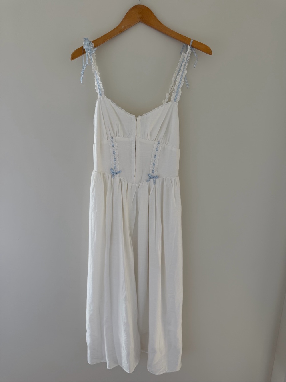 Lush White Sundress with Light Blue Trim
